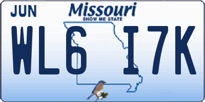 MO license plate WL6I7K