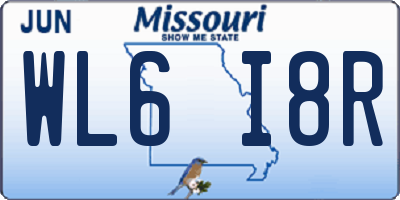 MO license plate WL6I8R