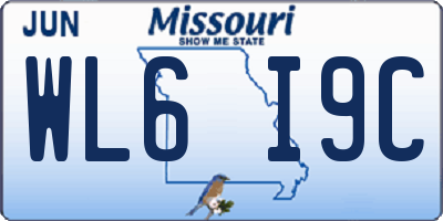 MO license plate WL6I9C