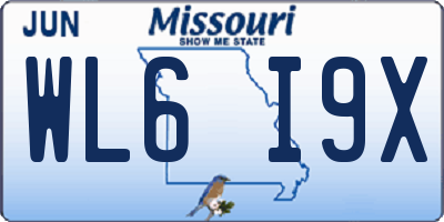 MO license plate WL6I9X