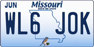 MO license plate WL6J0K