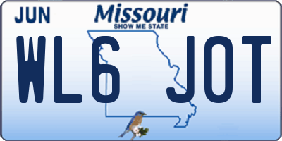 MO license plate WL6J0T