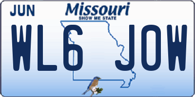 MO license plate WL6J0W