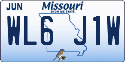 MO license plate WL6J1W