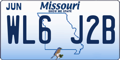 MO license plate WL6J2B