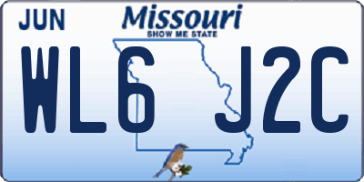 MO license plate WL6J2C