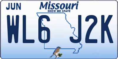 MO license plate WL6J2K