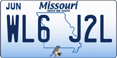 MO license plate WL6J2L