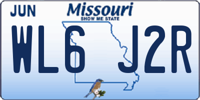 MO license plate WL6J2R