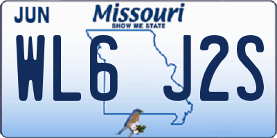MO license plate WL6J2S