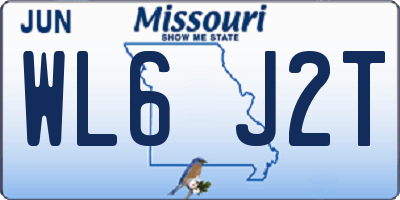 MO license plate WL6J2T