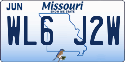 MO license plate WL6J2W