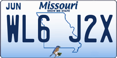 MO license plate WL6J2X