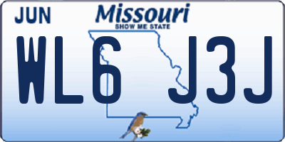 MO license plate WL6J3J