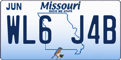 MO license plate WL6J4B