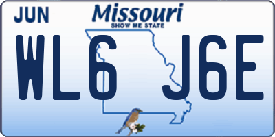 MO license plate WL6J6E