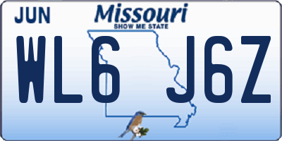 MO license plate WL6J6Z