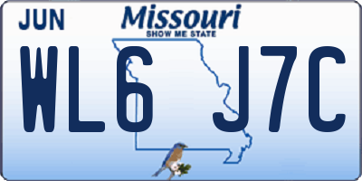 MO license plate WL6J7C