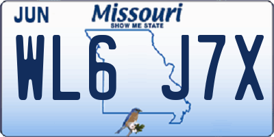 MO license plate WL6J7X