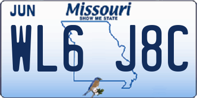 MO license plate WL6J8C