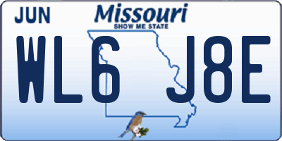 MO license plate WL6J8E