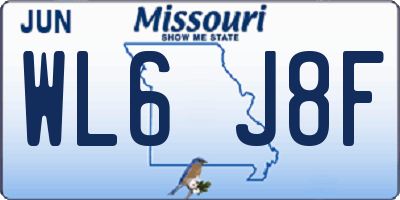 MO license plate WL6J8F