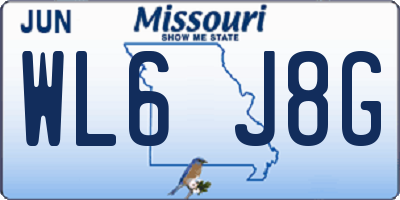 MO license plate WL6J8G