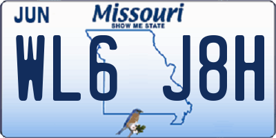 MO license plate WL6J8H
