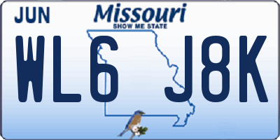 MO license plate WL6J8K