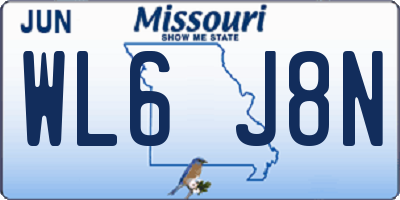 MO license plate WL6J8N