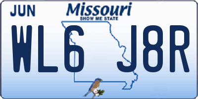 MO license plate WL6J8R