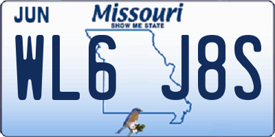MO license plate WL6J8S