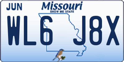MO license plate WL6J8X