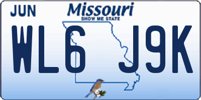 MO license plate WL6J9K