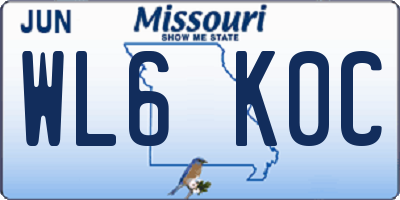 MO license plate WL6K0C