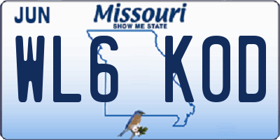 MO license plate WL6K0D