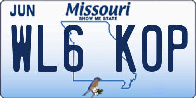 MO license plate WL6K0P
