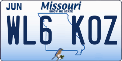 MO license plate WL6K0Z