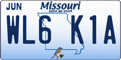 MO license plate WL6K1A