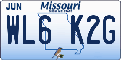 MO license plate WL6K2G