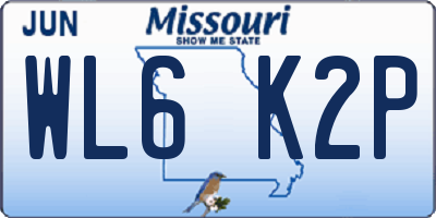 MO license plate WL6K2P