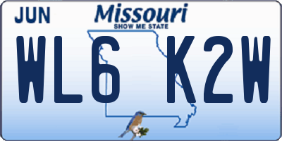 MO license plate WL6K2W
