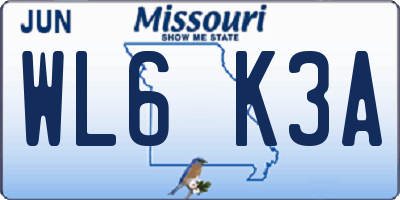 MO license plate WL6K3A