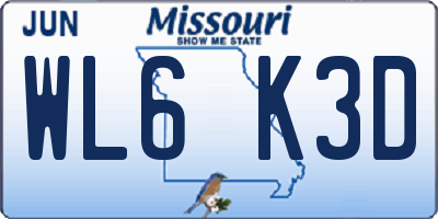 MO license plate WL6K3D