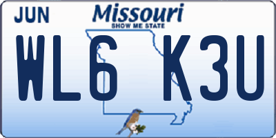 MO license plate WL6K3U
