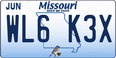 MO license plate WL6K3X