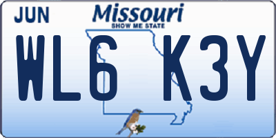 MO license plate WL6K3Y