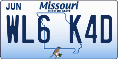 MO license plate WL6K4D