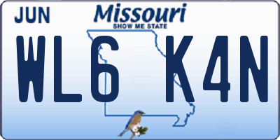 MO license plate WL6K4N
