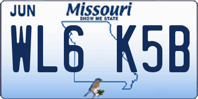 MO license plate WL6K5B